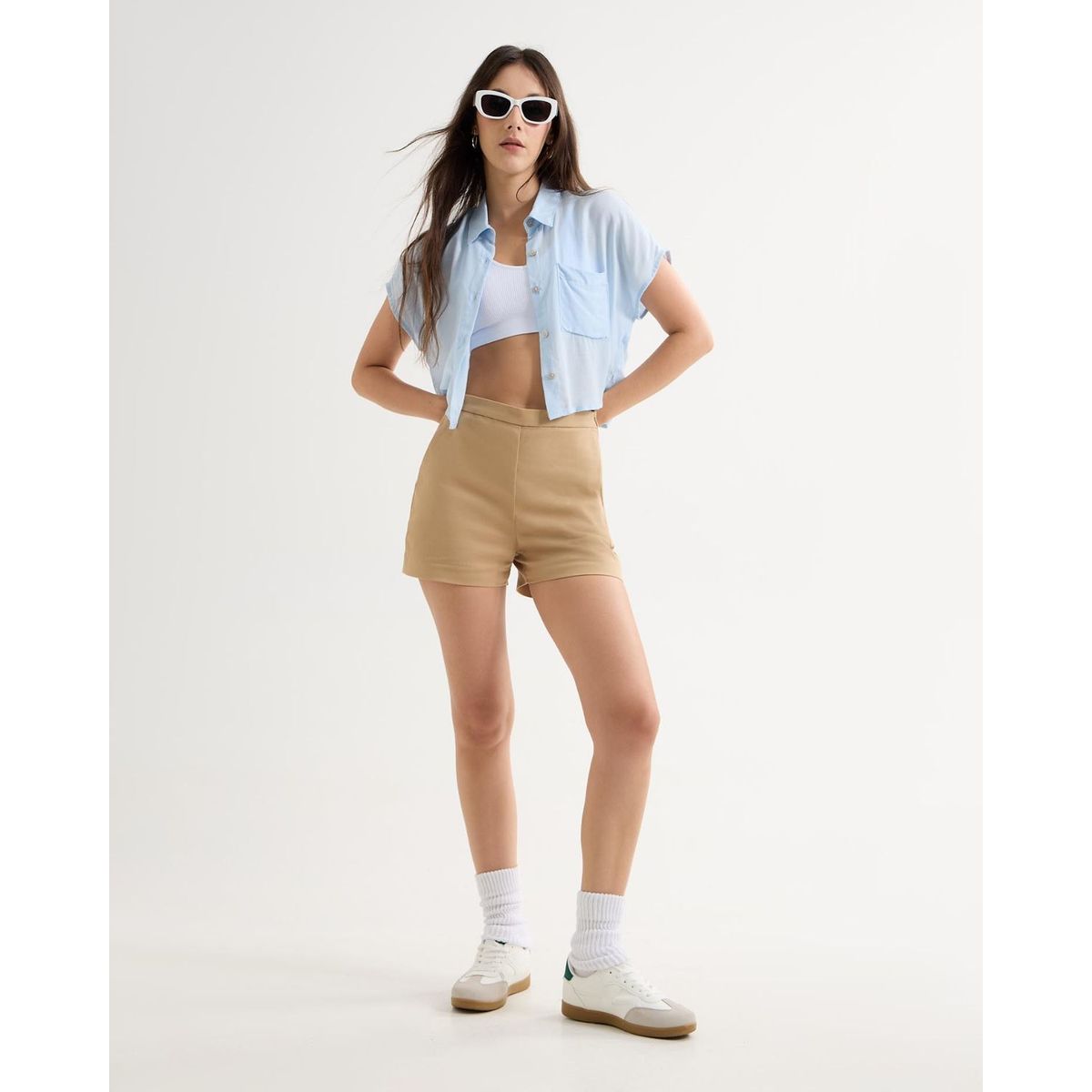 SEVEN SEVEN - Short Casual Con Bolsillos  Para Mujer Beige Seven Seven
