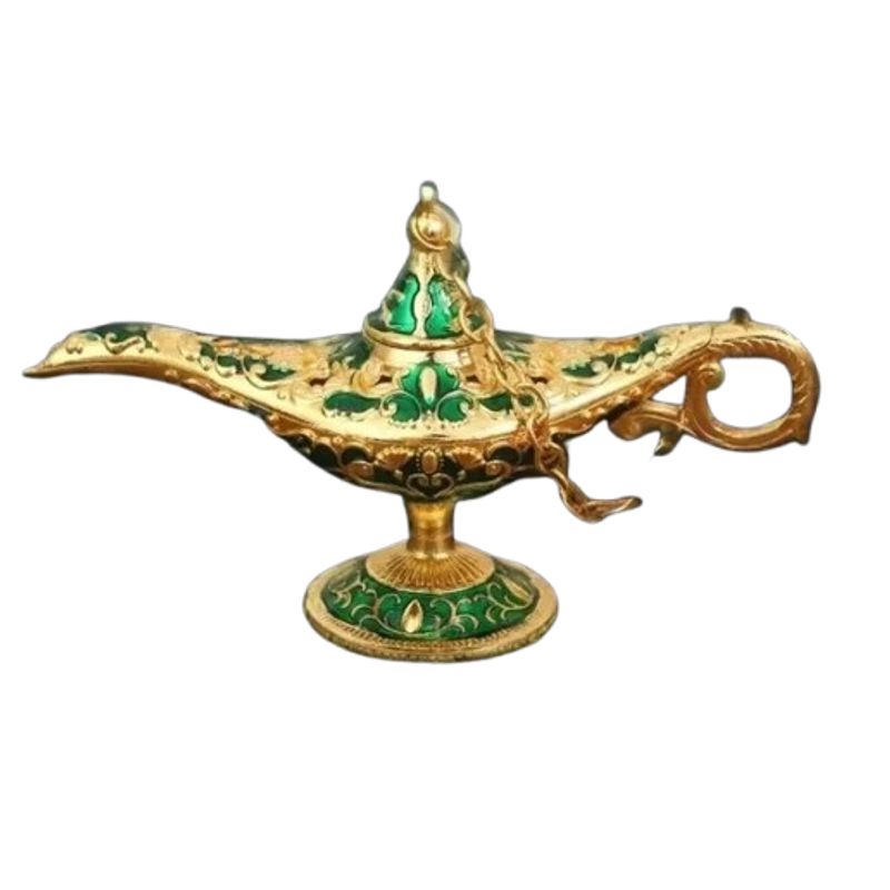 SIN ETIQUETAS - Lampara De Aladino De Mesa Baño Oro Y Porcelana Hindu