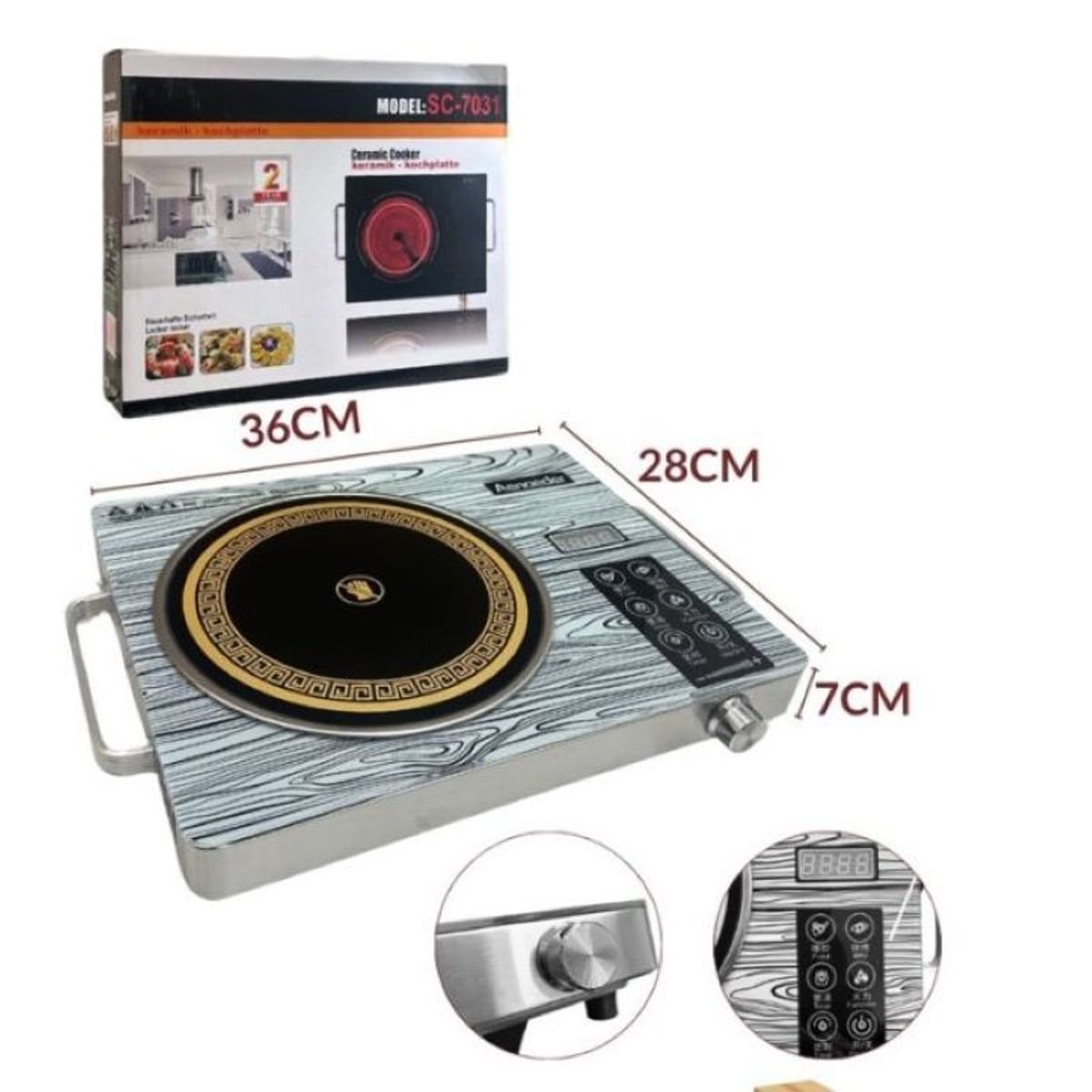 ZHOPI CO - Estufa Electrica Vitroceramica Portatil Un Puesto Encimera