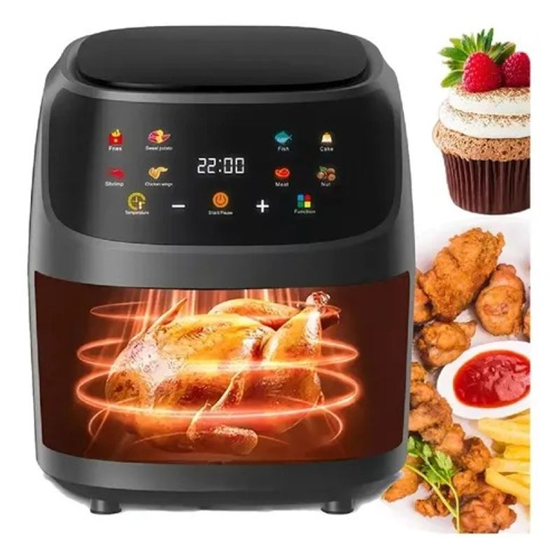 GENERICO - Freidora de Aire Digital 10L Pantalla Táctil Sin Aceite Multifunción 1800W