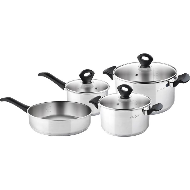 LAMART - Set Ollas Batería De Cocina 7pz Acero Inoxidable 1810 Lamart