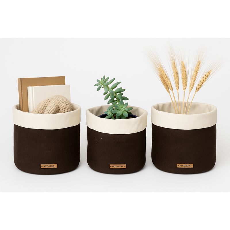 NOSSARENA - Set x 3 Canastos organizadores 20x25cm color cafe