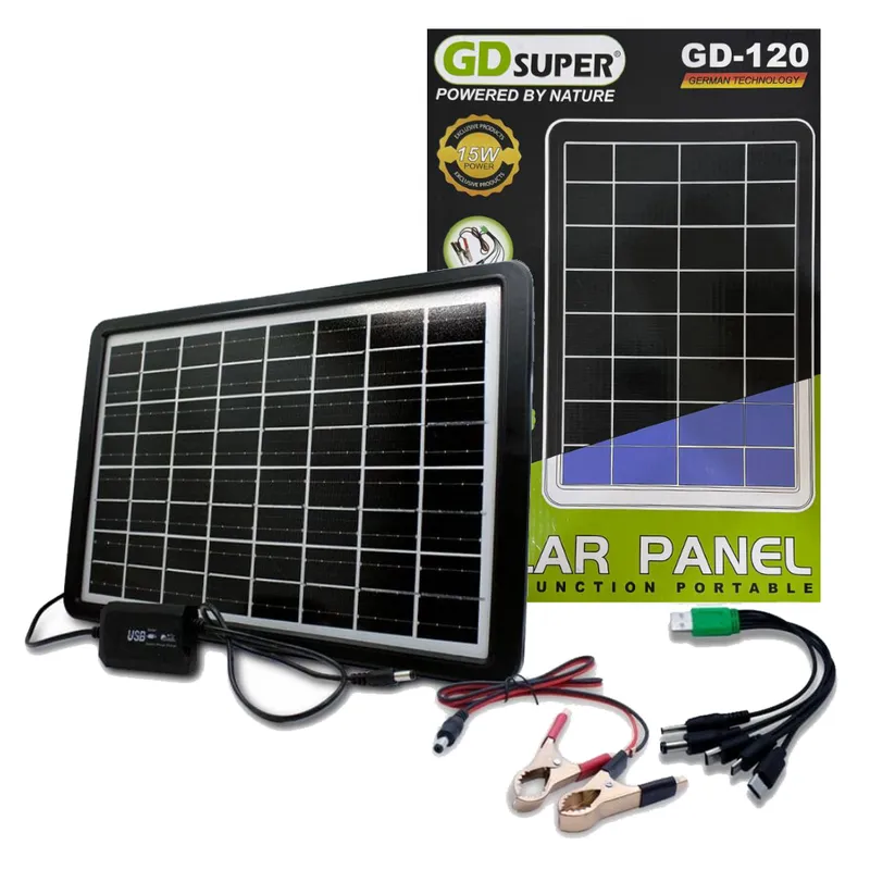 AMERICAN GENERICS - Panel Solar Portátil USB Multifuncional Carga Rapida 15W-16V GD-120