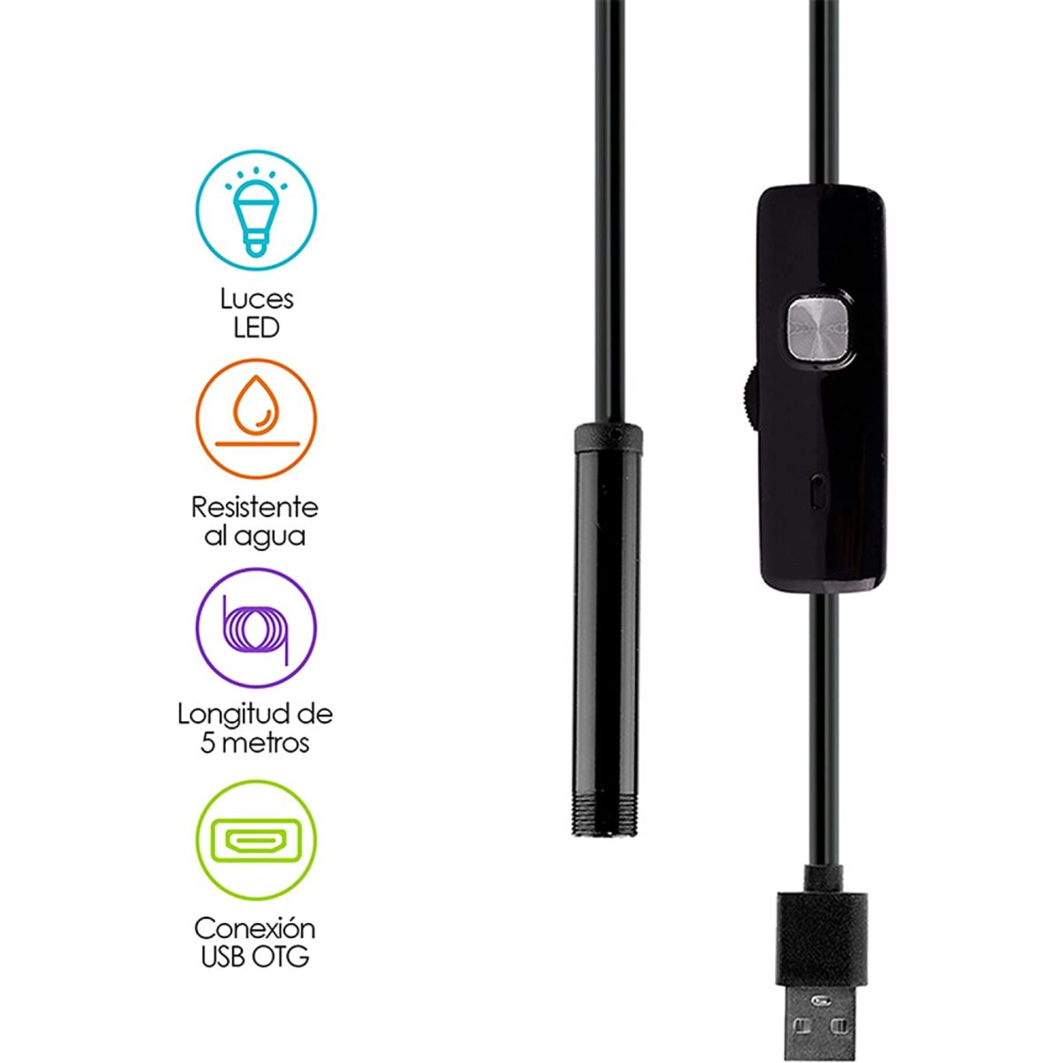 COLME TECHNOLOGY HOME - Cámara HD Endoscopio Para Android Con Luz LED Integrada 5m