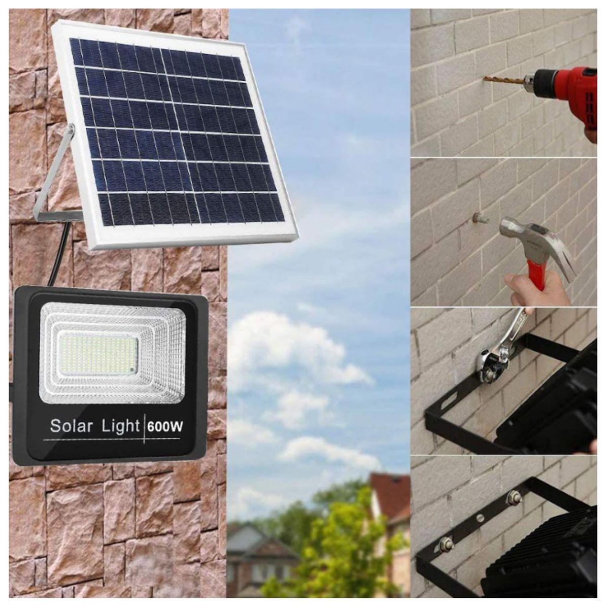 COLME TECHNOLOGY HOME - Reflector Solar 600w Lampara Led Luz Blanca Panel Solar 6v