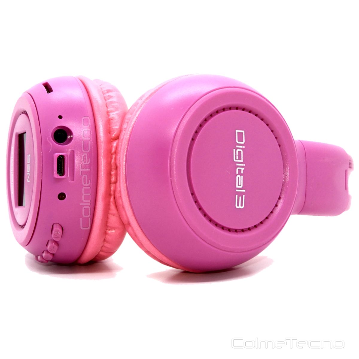 COLME TECHNOLOGY HOME - Audífonos Balaca Recargable Bluetooth N65 Pantalla Digital -ROSA