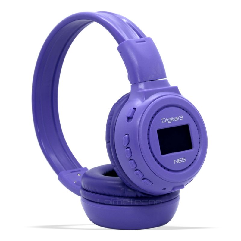 GENERICO - Audífonos Balaca Recargable Bluetooth N65 Pantalla Digital - MORADO