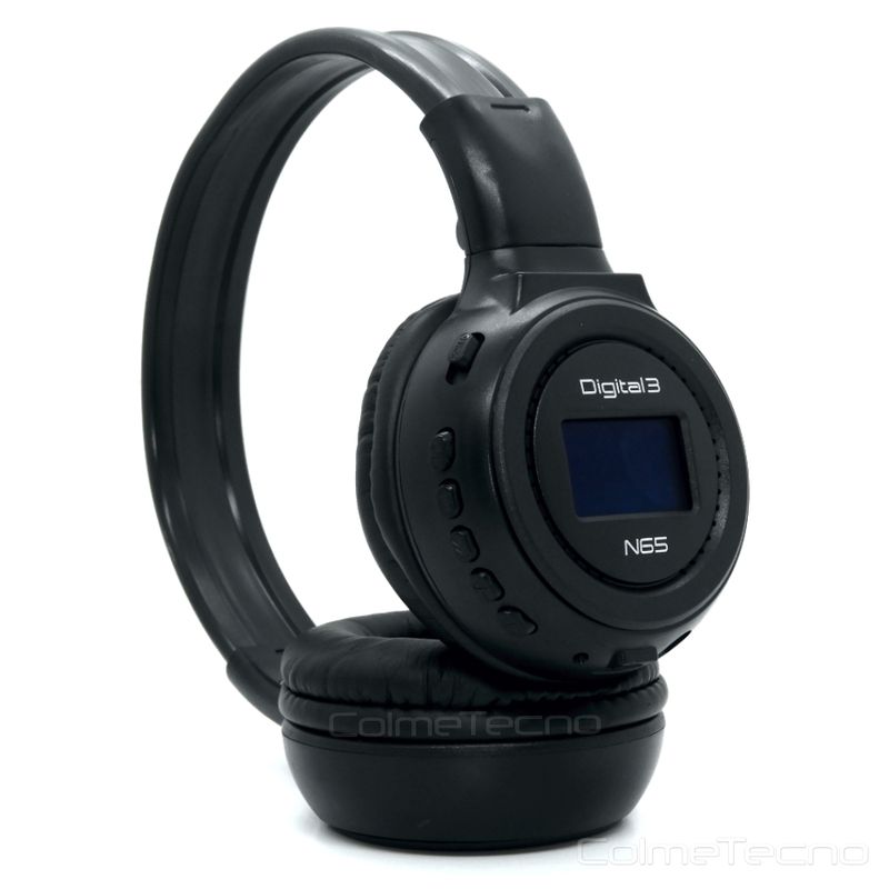 GENERICO - Audífonos Balaca Recargable Bluetooth N65 Pantalla Digital - NEGRO