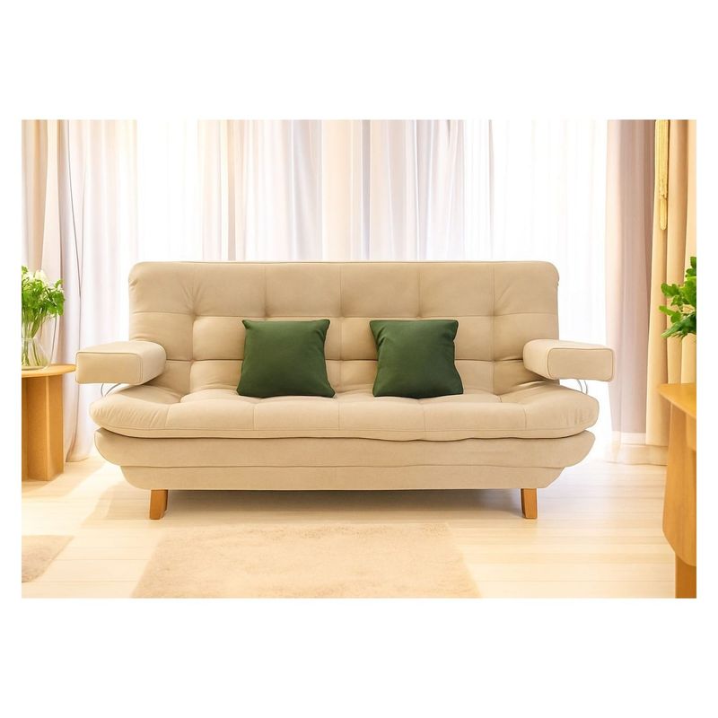GENERICO - Sofá Cama Maison Beige + Brazos Removibles + Cojines