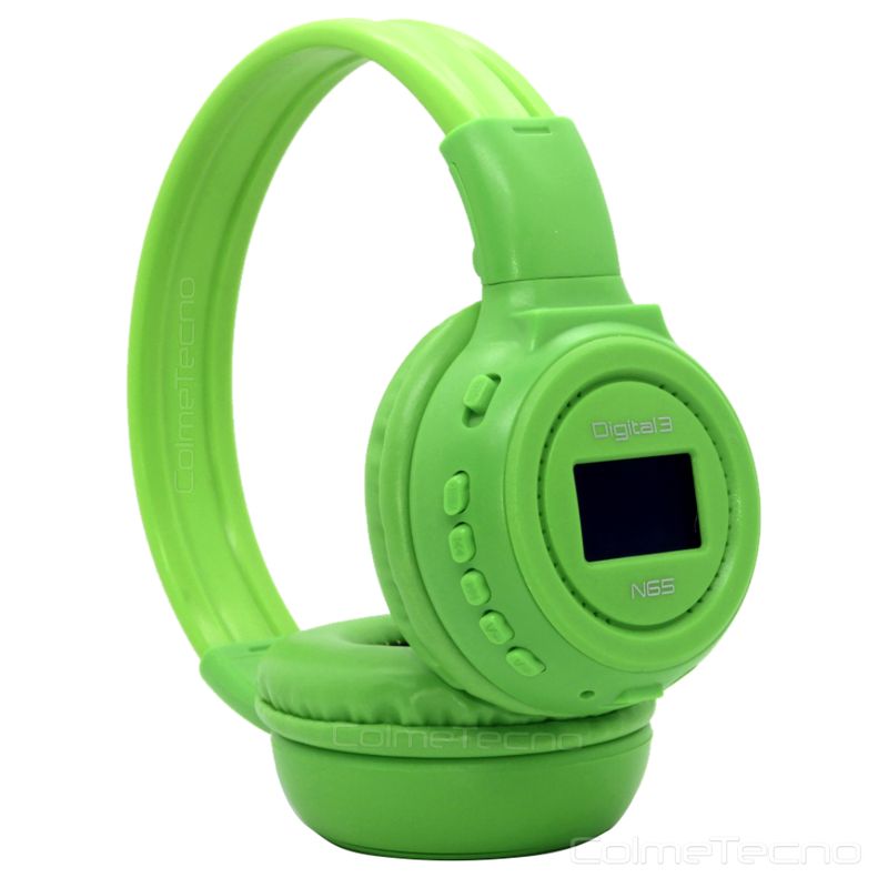 GENERICO - Audífonos Balaca Recargable Bluetooth N65 Pantalla Digital -VERDE