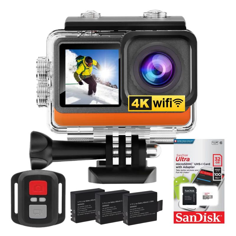 GENERICO - Cámara Sumergible 4k Real Wifi Deportiva Ausek AT-Q80R + Memoria