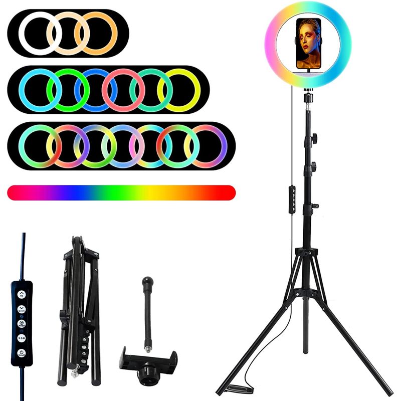 GENERICO - Aro De Luz Led Regulable 26cm Rgb Móvil Cámaras  Trípode