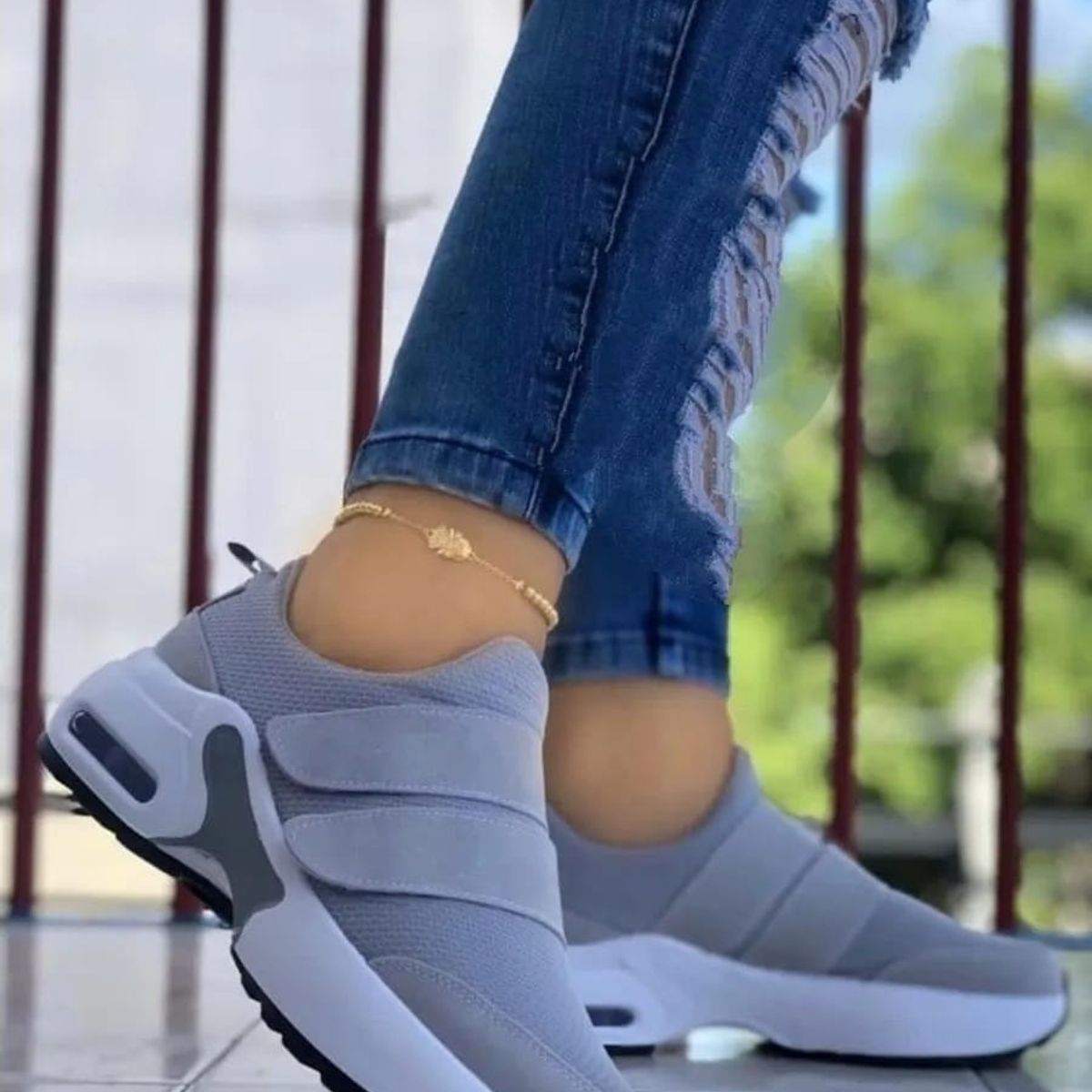 NACIONAL - Tenis Gris Dama Zapatillas Zapatos Mujer Lindos Moda Casual