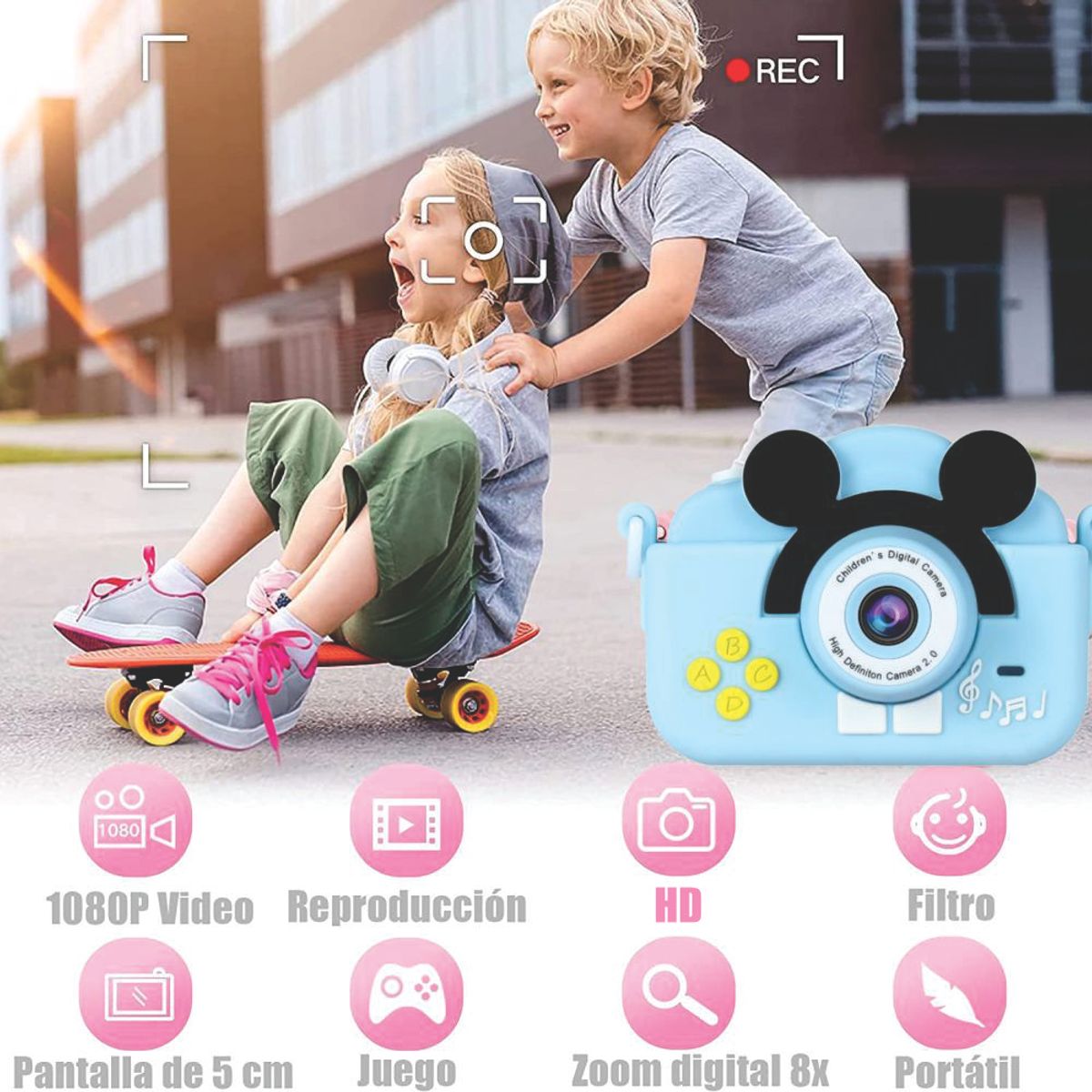 COLME TECHNOLOGY HOME - Cámara Digital Para Niños Full HD 1080p Fotografía 20px ET020