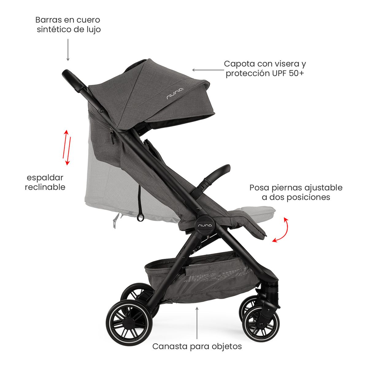 NUNA - Coche Bebe Nuna Ultracompacto Para Avión TRVL Granite