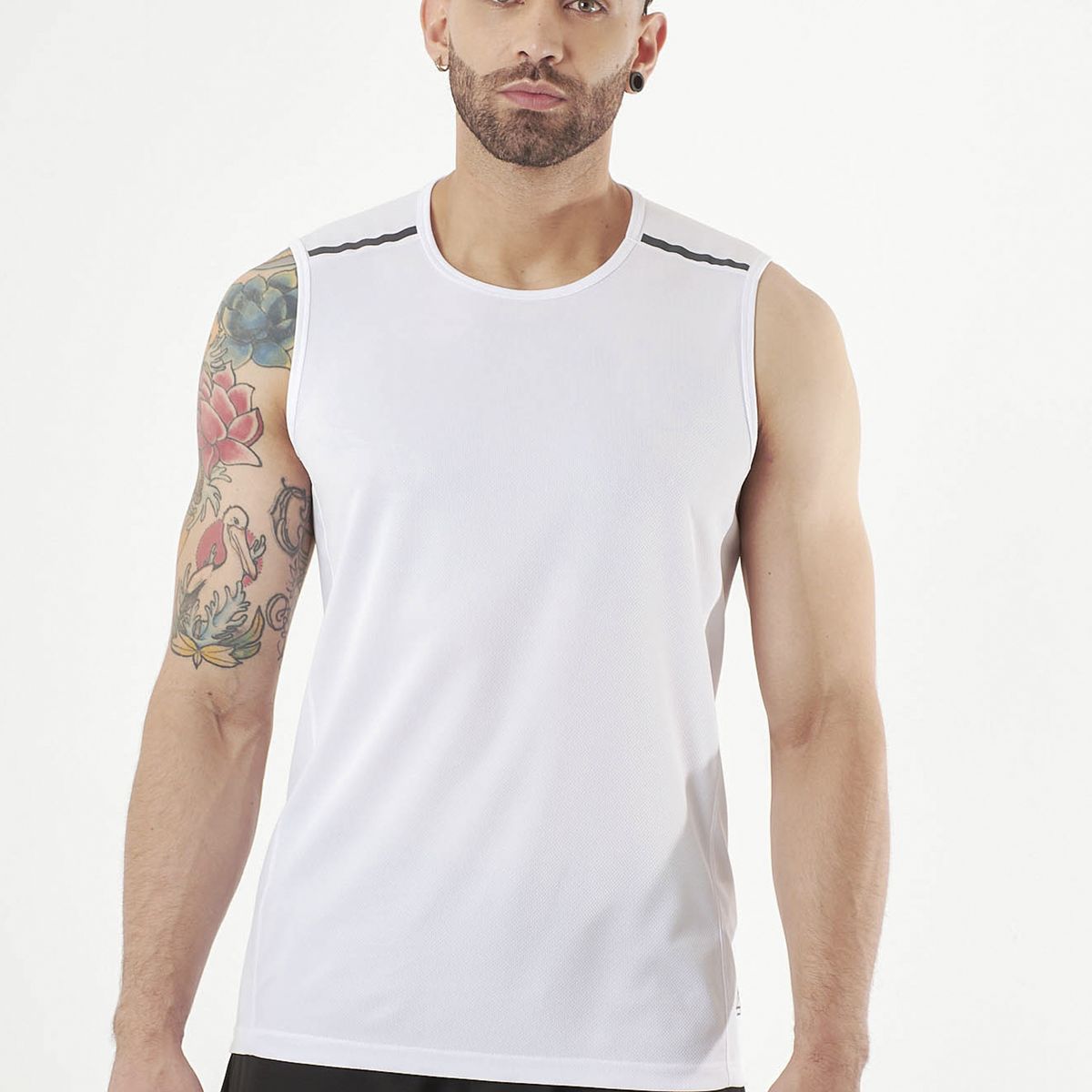 BELIFE - Camiseta deportiva manga sisa blanca para hombre