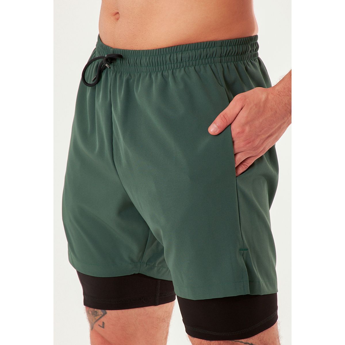BELIFE - Pantaloneta deportiva verde con ciclista para hombre