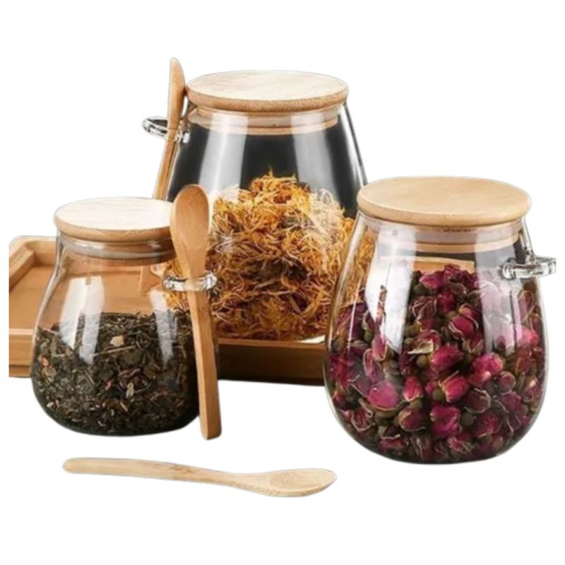GENERICO - Elegante Colección De Frascos De Vidrio Con Tapa Y Cuchara