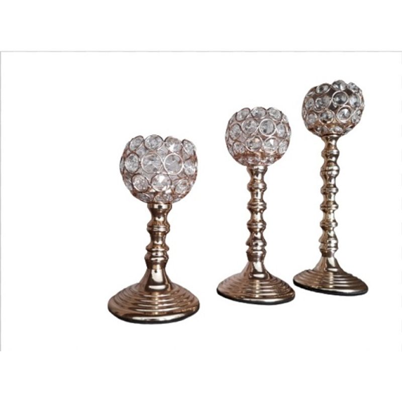 GENERICO - CANDELABROS COLOR DORADO X3 DECORACION PARA LA MESA