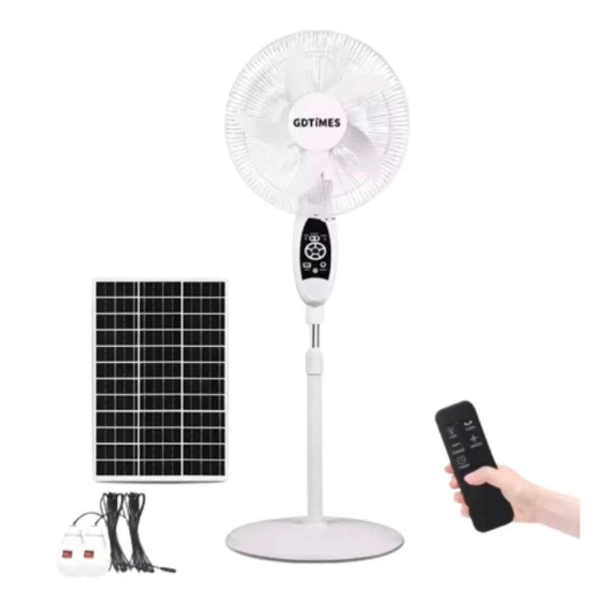 GENERICO - Ventilador Piso Recargable Panel Solar Control Lampara