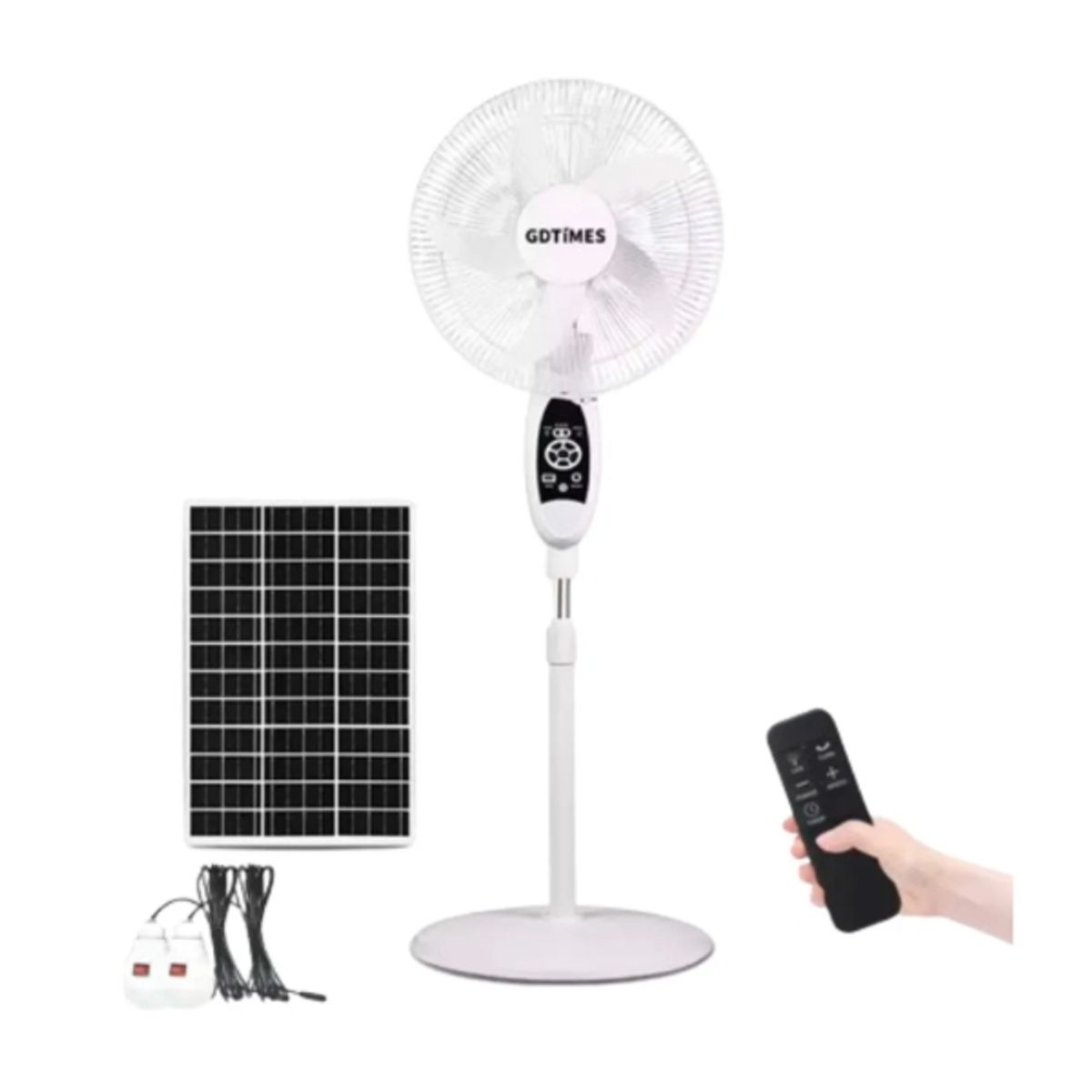 GENERICO - Ventilador Piso Recargable Panel Solar Control Lampara