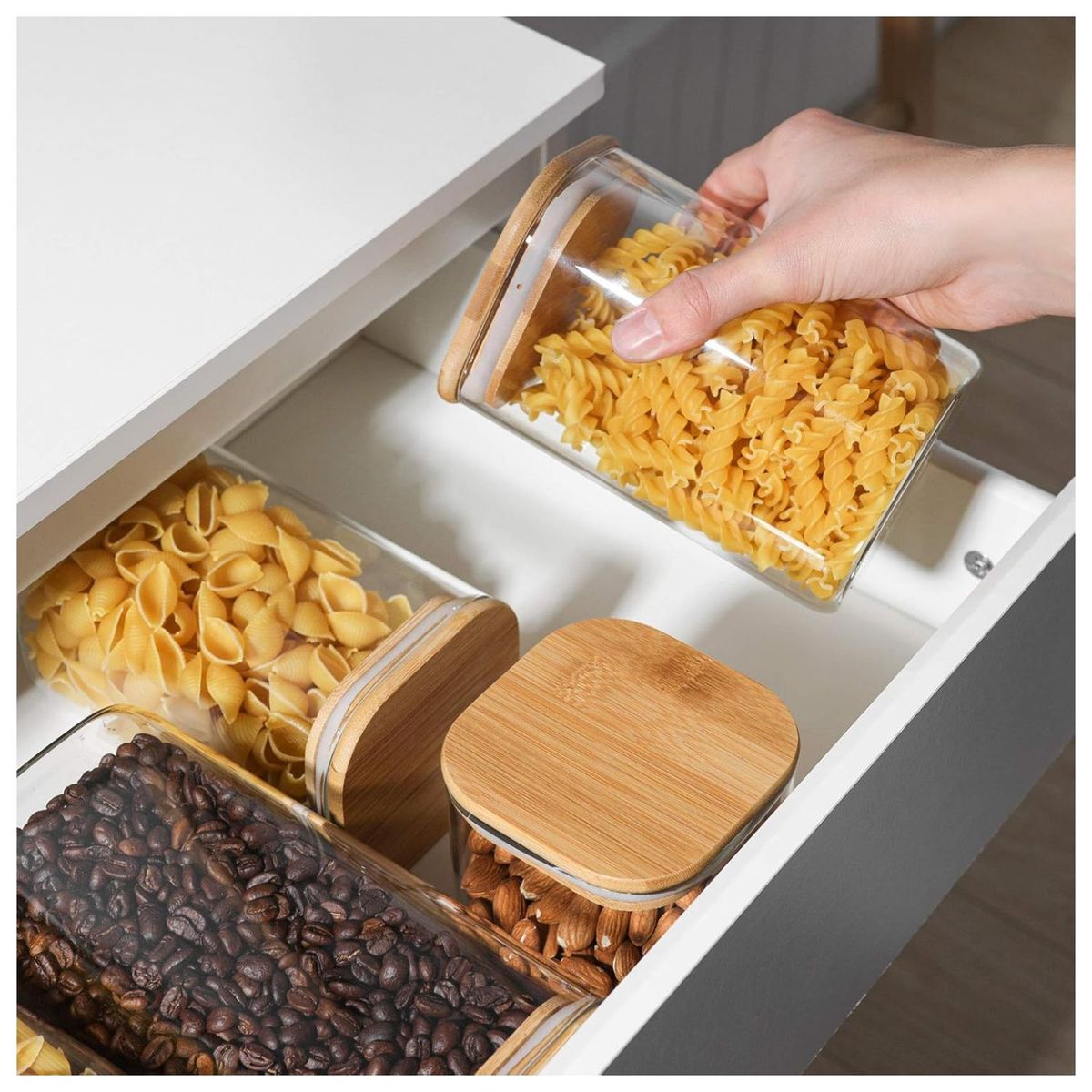 GENERICO - Elegante Colección De Frascos De Vidrio Con Tapa Cuadrados