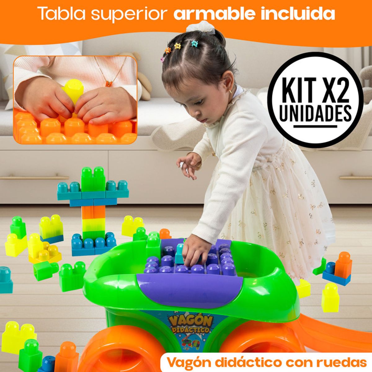 ENERGY PLUS - Set x2 Vagones Didáctico Infantil con 30 Bloques cada uno