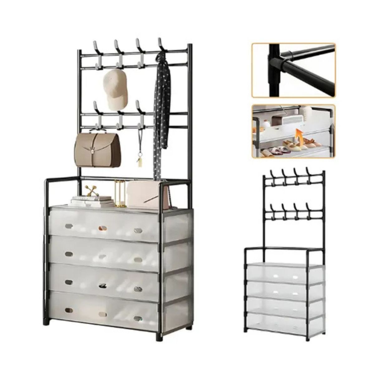 GENERICO - Perchero Multifuncional Con Zapatero 5 Niveles Con Tapa