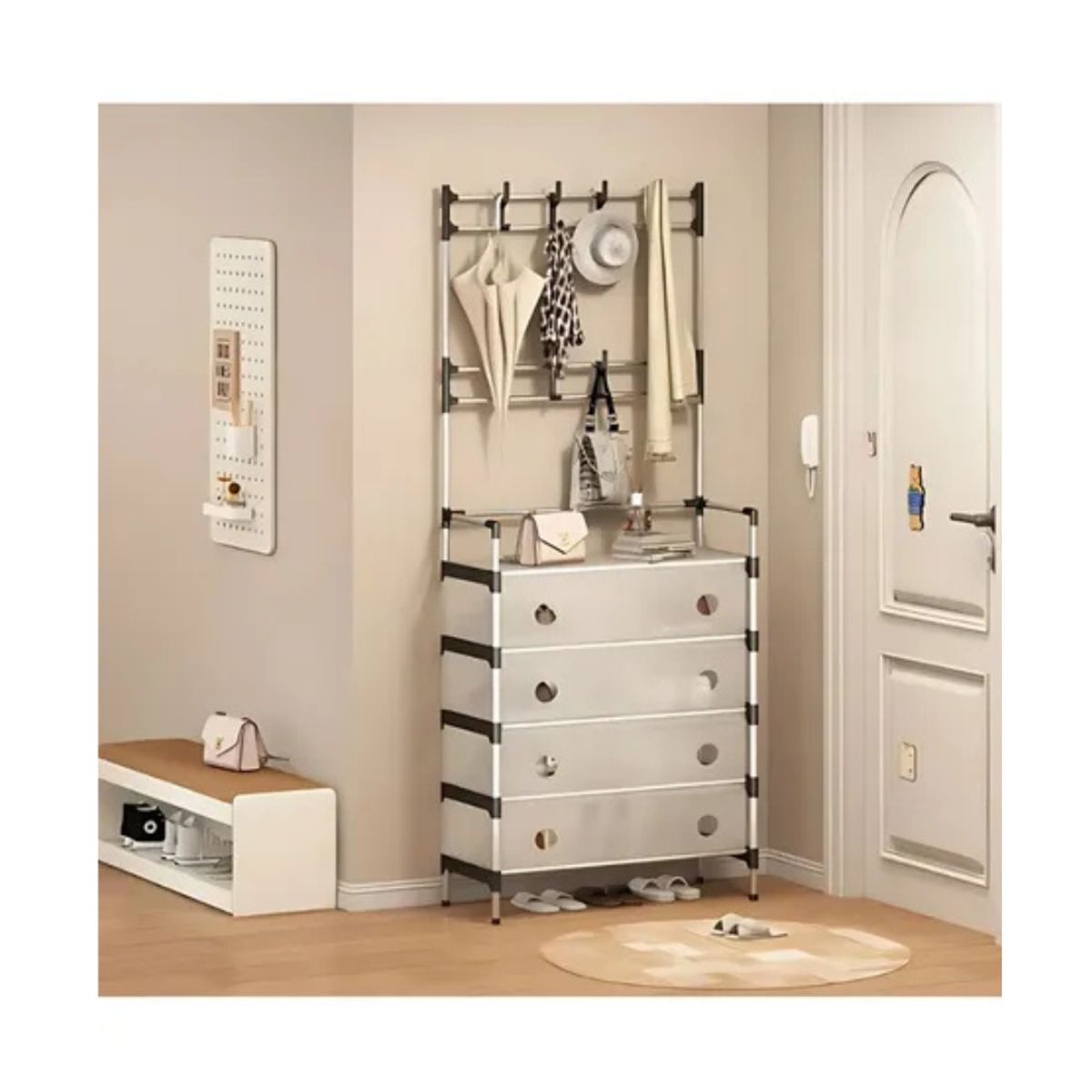 GENERICO - Perchero Multifuncional Con Zapatero 5 Niveles Con Tapa