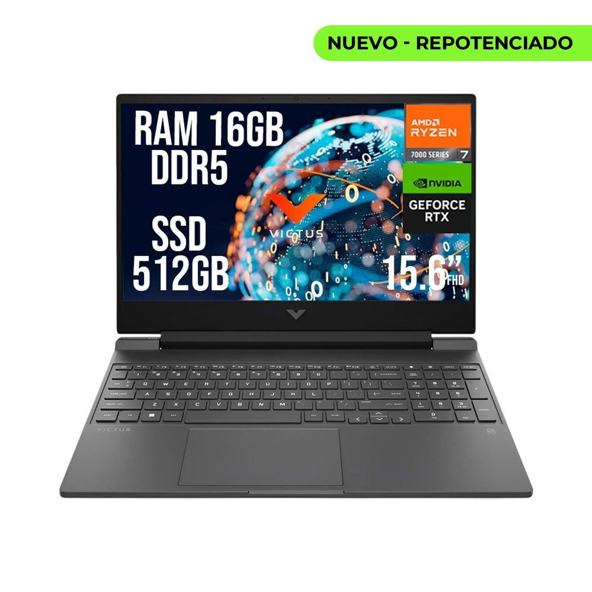HP - HP VICTUS AMD RYZEN 7 7445HS RTX 4050 6GB SSD 512GB RAM 16GB LED 15,6" FHD 144Hz