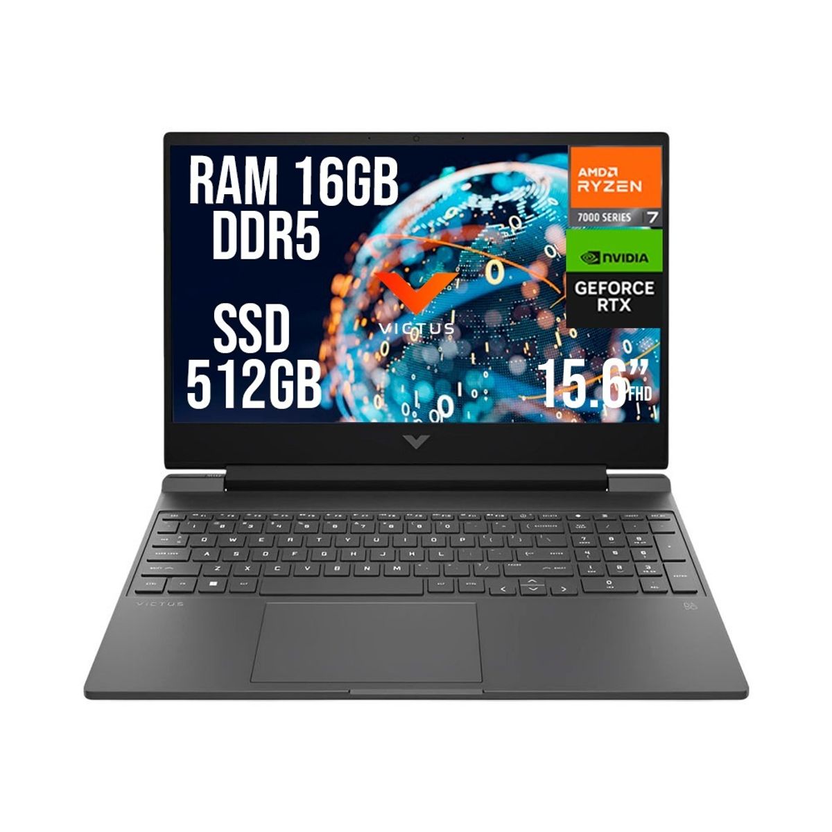 HP - HP VICTUS AMD RYZEN 7 7445HS RTX 4050 6GB SSD 512GB RAM 16GB LED 15,6" FHD 144Hz