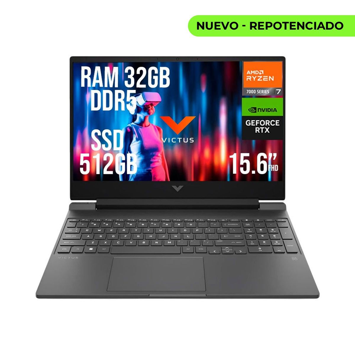 HP - HP VICTUS AMD RYZEN 7 7445HS RTX 4050 6GB SSD 512GB RAM 32GB LED 15,6" FHD 144Hz