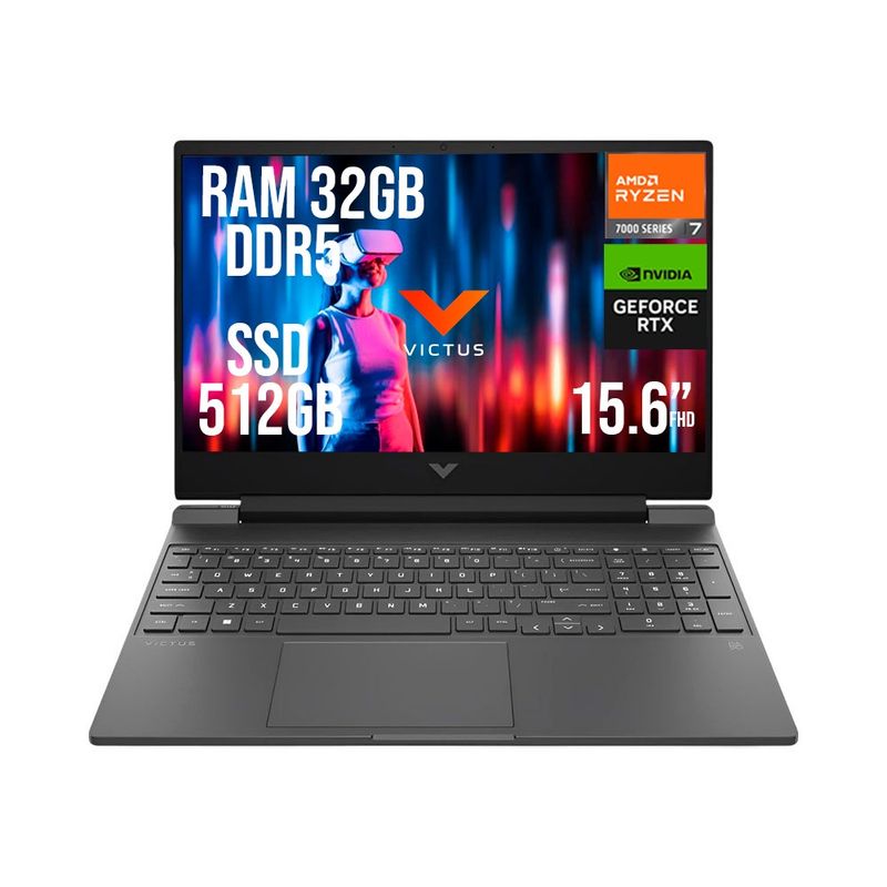 HP - HP VICTUS AMD RYZEN 7 7445HS RTX 4050 6GB SSD 512GB RAM 32GB LED 15,6" FHD 144Hz