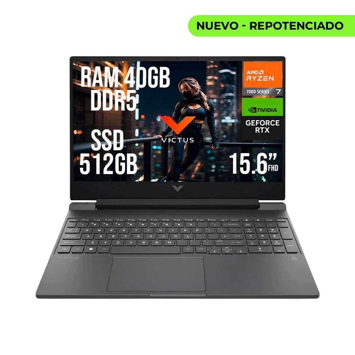 HP - HP VICTUS AMD RYZEN 7 7445HS RTX 4050 6GB SSD 512GB RAM 40GB LED 15,6" FHD 144Hz
