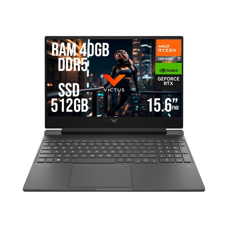 HP - HP VICTUS AMD RYZEN 7 7445HS RTX 4050 6GB SSD 512GB RAM 40GB LED 15,6" FHD 144Hz