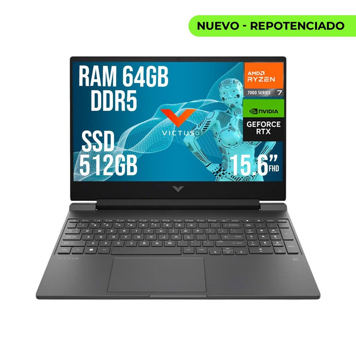 HP - HP VICTUS AMD RYZEN 7 7445HS RTX 4050 6GB SSD 512GB RAM 64GB LED 15,6" FHD 144Hz