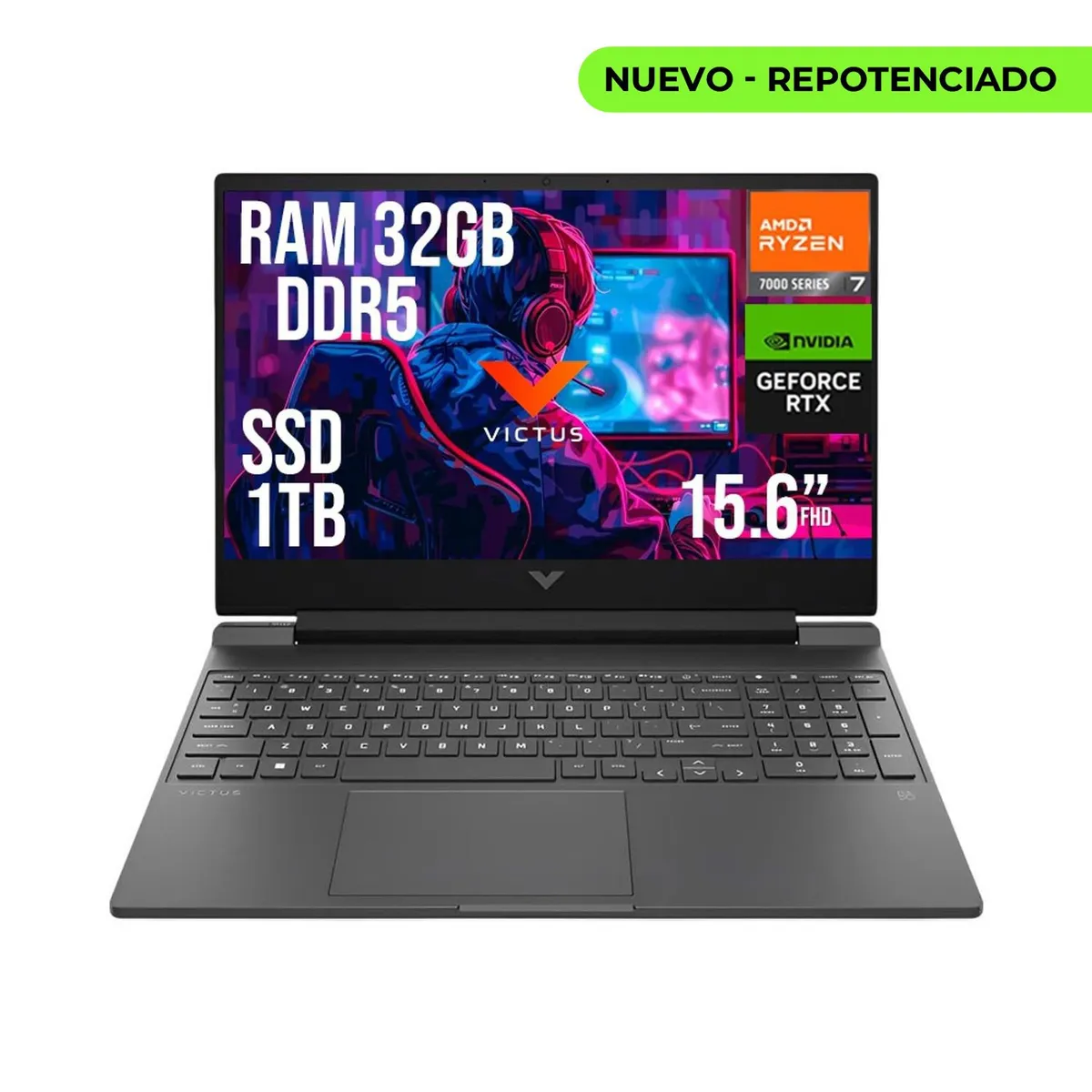 HP - HP VICTUS AMD RYZEN 7 7445HS RTX 4050 6GB SSD 1TB RAM 32GB LED 15,6" FHD 144Hz