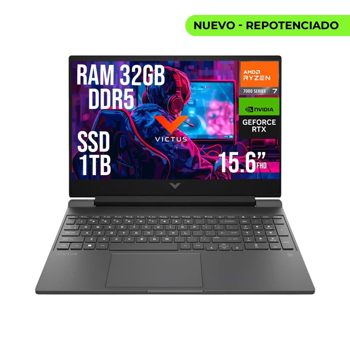 HP - HP VICTUS AMD RYZEN 7 7445HS RTX 4050 6GB SSD 1TB RAM 32GB LED 15,6" FHD 144Hz