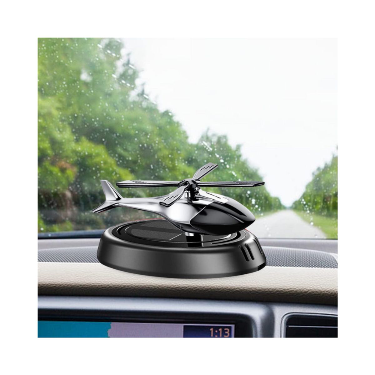 GENERICO - Difusor Diseño Helicóptero Solar Ambientador Carro + Esencia