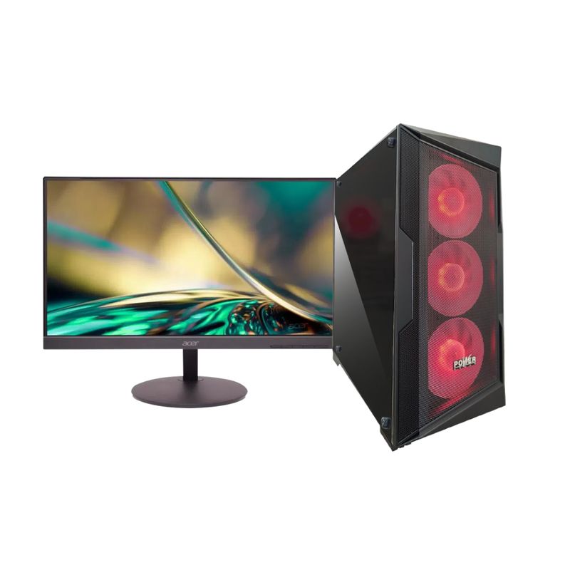 POWER GROUP - Computador Gamer Amd Ryzen 7 5700X RX 9060XT 16GB 512GB - Monitor acer 21.5