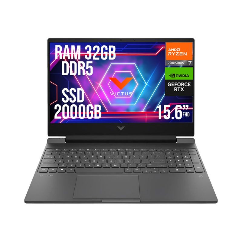 HP - HP VICTUS AMD RYZEN 7 7445HS RTX 4050 6GB SSD 2TB RAM 32GB LED 15,6" FHD 144Hz
