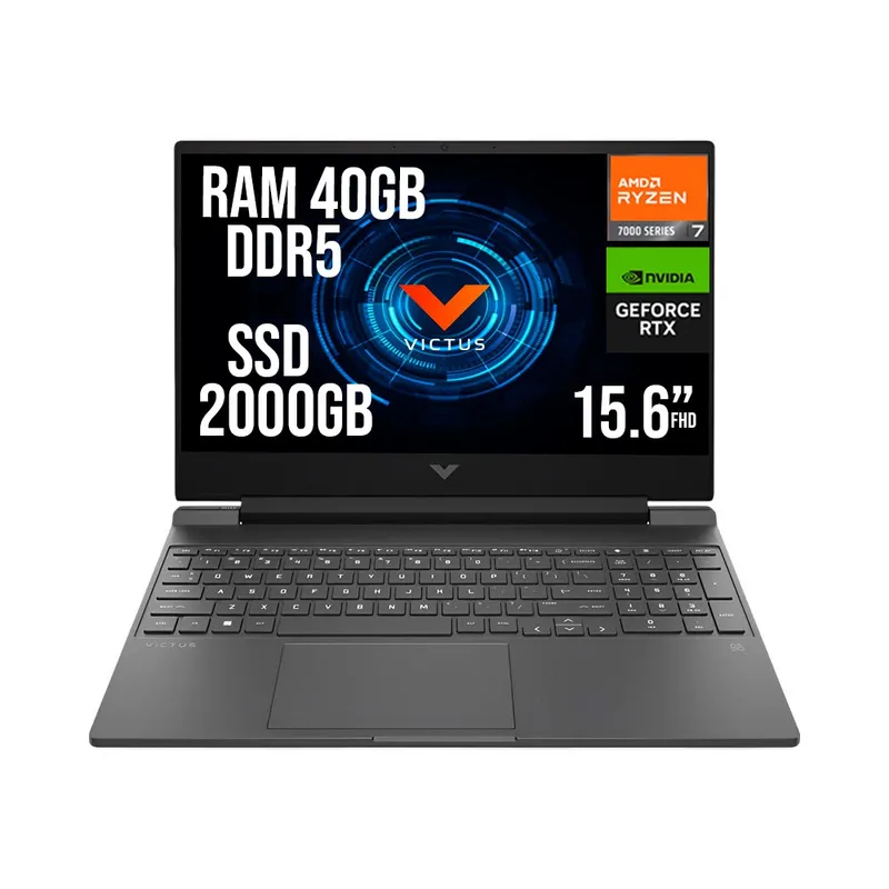 HP - HP VICTUS AMD RYZEN 7 7445HS RTX 4050 6GB SSD 2TB RAM 40GB LED 15,6" FHD 144Hz