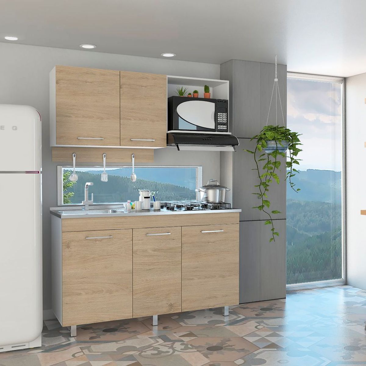 RTA MUEBLES - Cocina 1.50 Miro CLR 4389 Blanco Rovere RTA