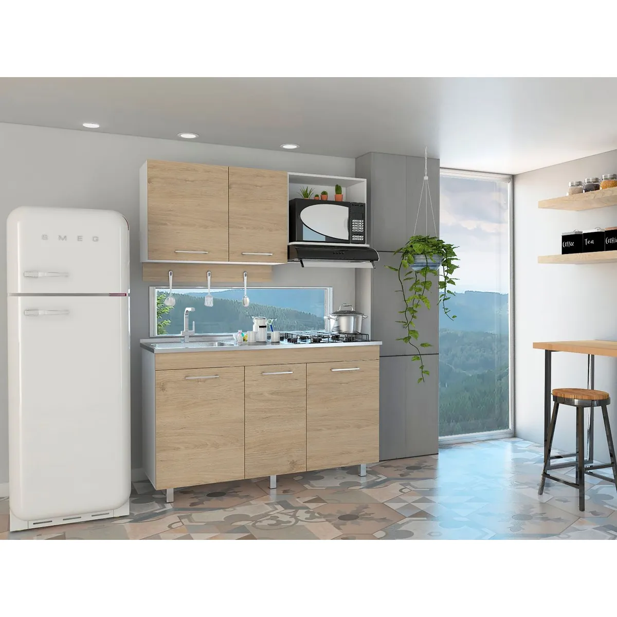 RTA MUEBLES - Cocina 1.50 Miro CLR 4389 Blanco Rovere RTA