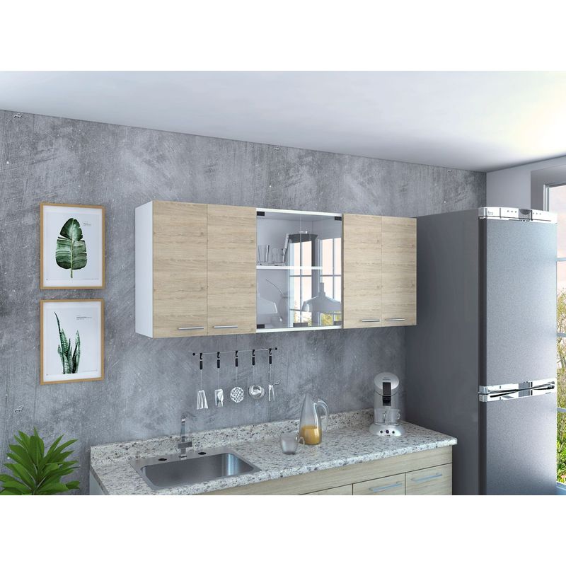 RTA MUEBLES - Gabinete Superior 1.50 Vidrio GLR 3320 Blanco Rovere RTA