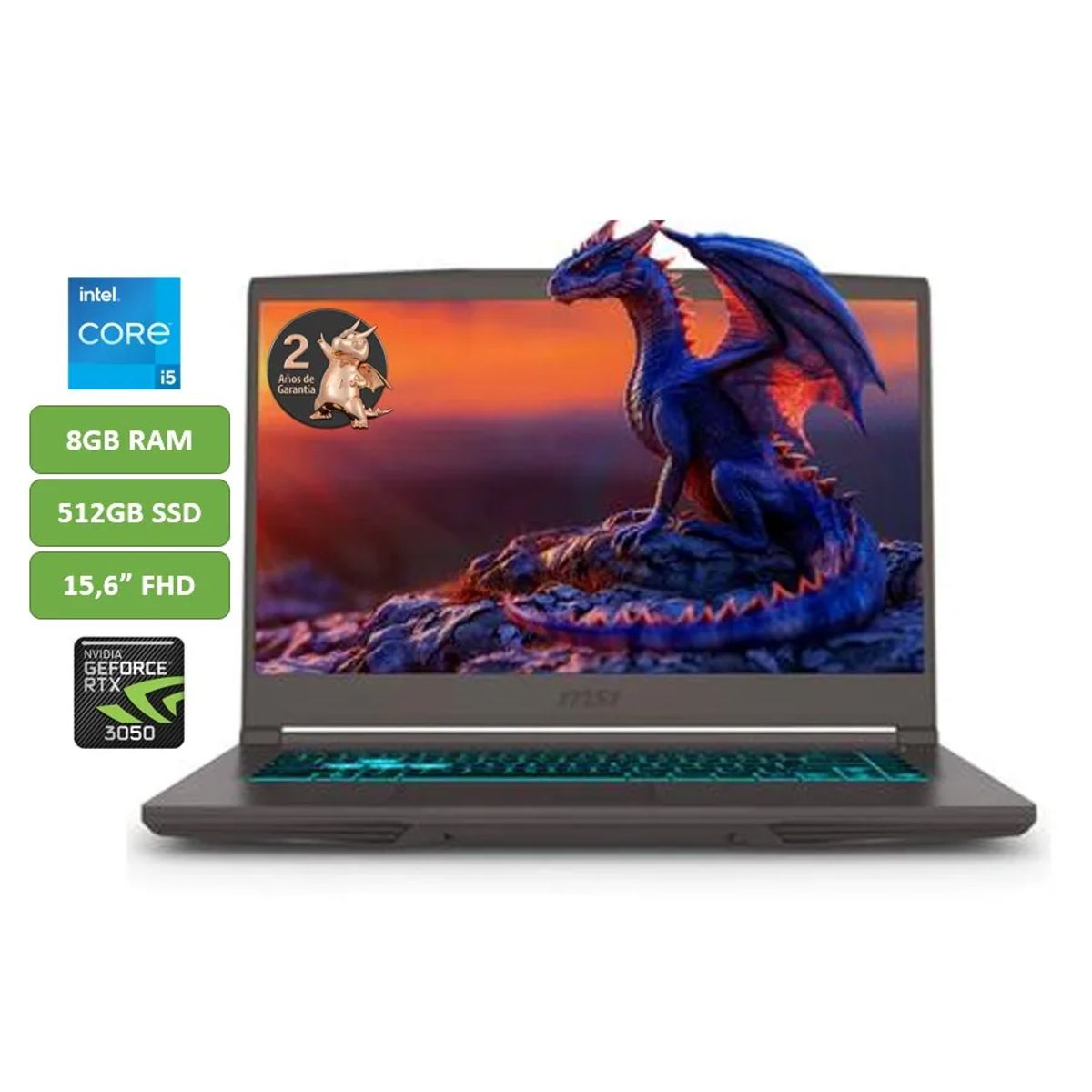 MSI - PORTATIL MSI THIN  CORE I5 13420H 8GB RAM  512GB SSD 15,6" FHD - NVIDIA RTX 3050 4GB MOD  B13UC-3060XCO