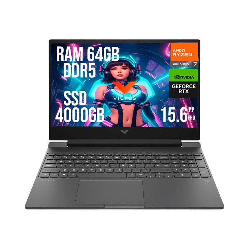 HP - HP VICTUS AMD RYZEN 7 7445HS RTX 4050 6GB SSD 4TB RAM 64GB LED 15,6" FHD 144Hz
