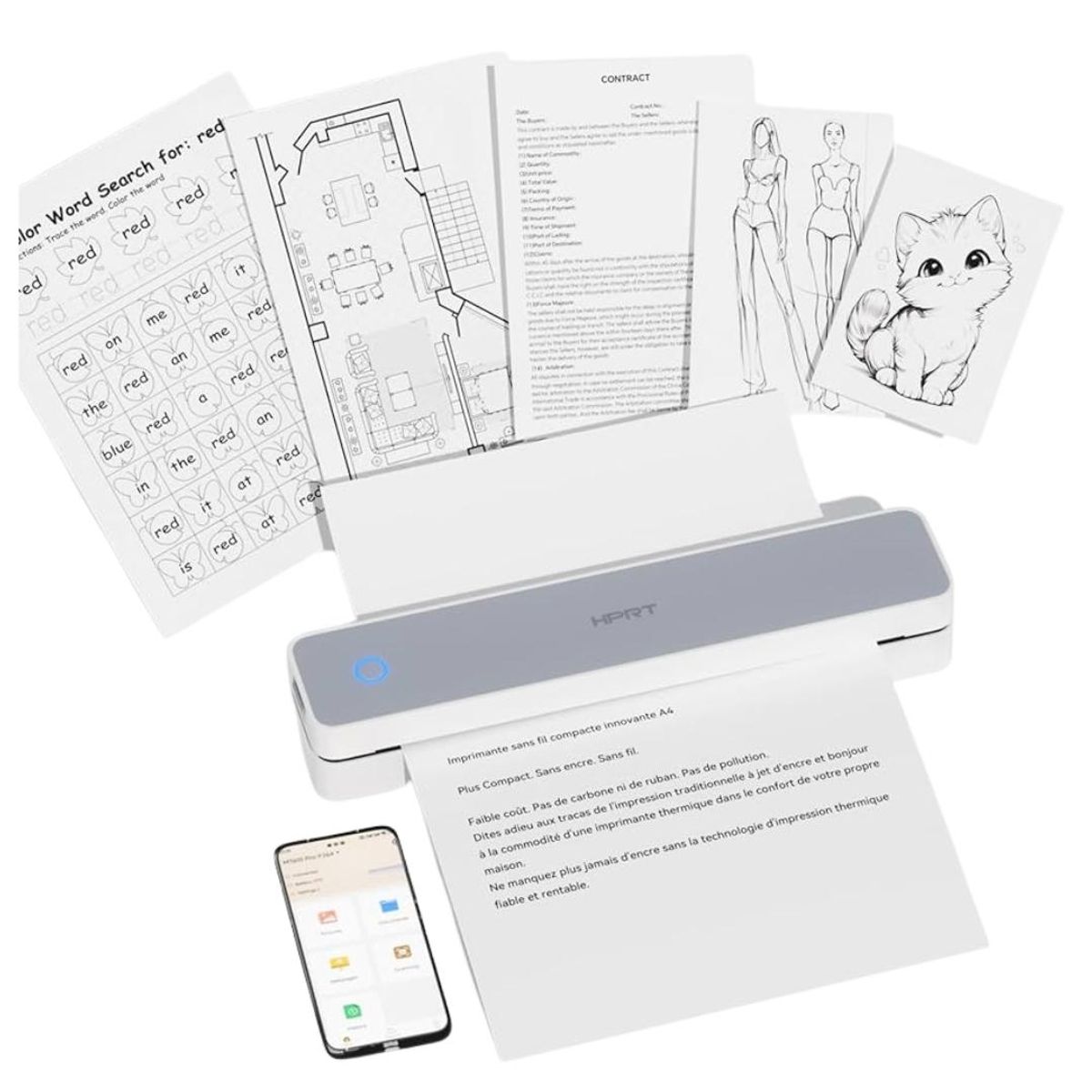 AMERICAN GENERICS - Impresora Térmica Portátil Bluetooth Inalambrica A4 Hprt Mt6