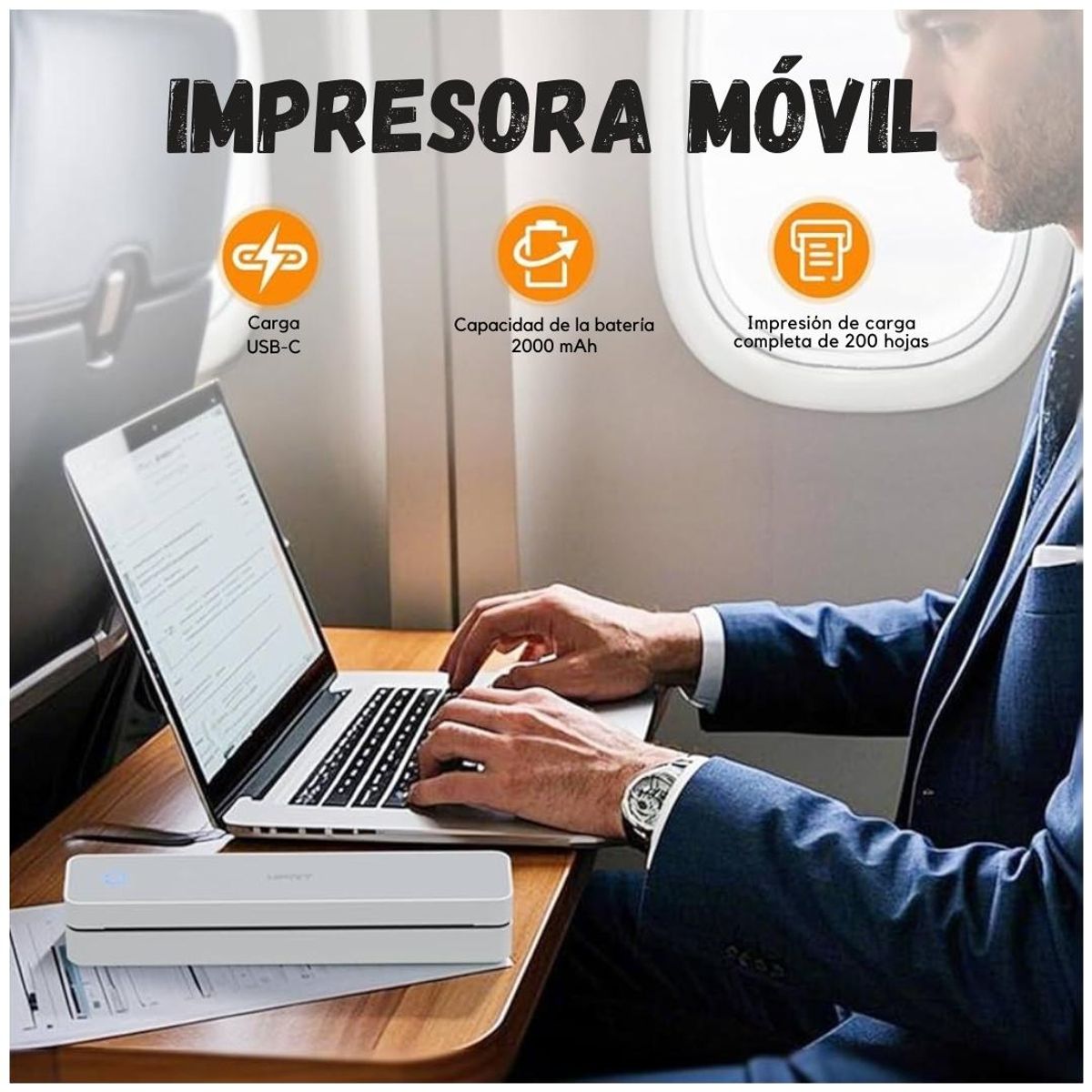 AMERICAN GENERICS - Impresora Térmica Portátil Bluetooth Inalambrica A4 Hprt Mt6