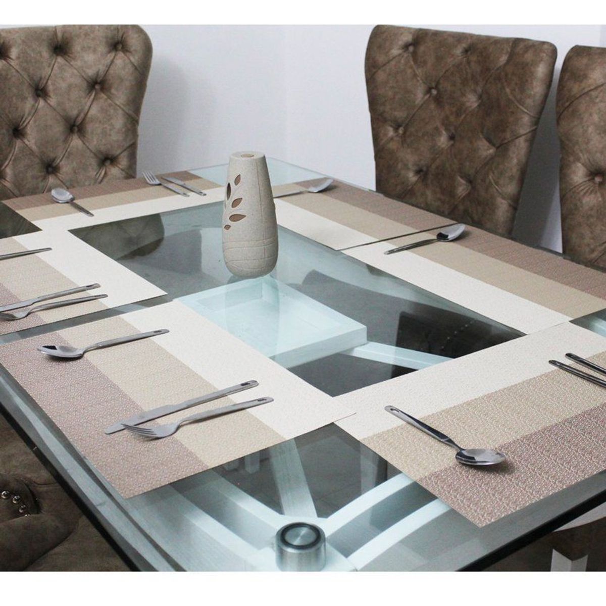 MULTIPLACE COLOMBIA - Individuales para comedor beige - importados alta calidad 6 puestos-